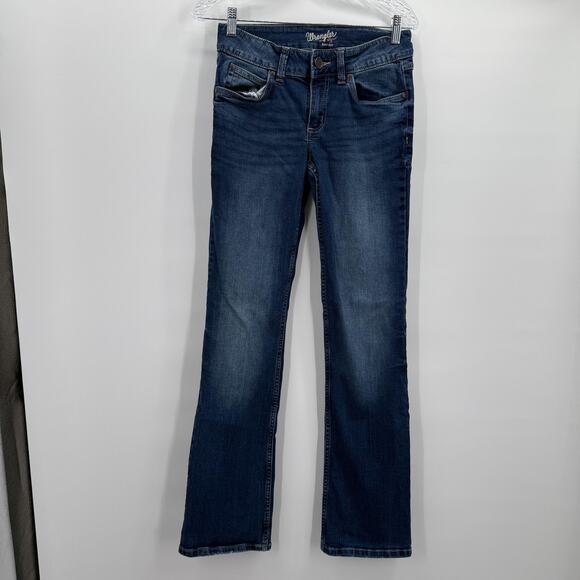 Wrangler Jeans Womens 1 Blue Bootcut Stretch Mid Rise Denim Regular Fit - Picture 1 of 14